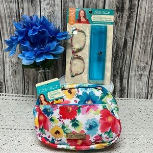 Pioneer Woman 🌸 Set of 2 Breezy Blossoms Blue Light Glasses and Cosmetic Bag